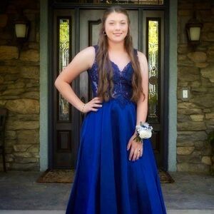 Aspeed Elegant Blue Lace Prom Dress